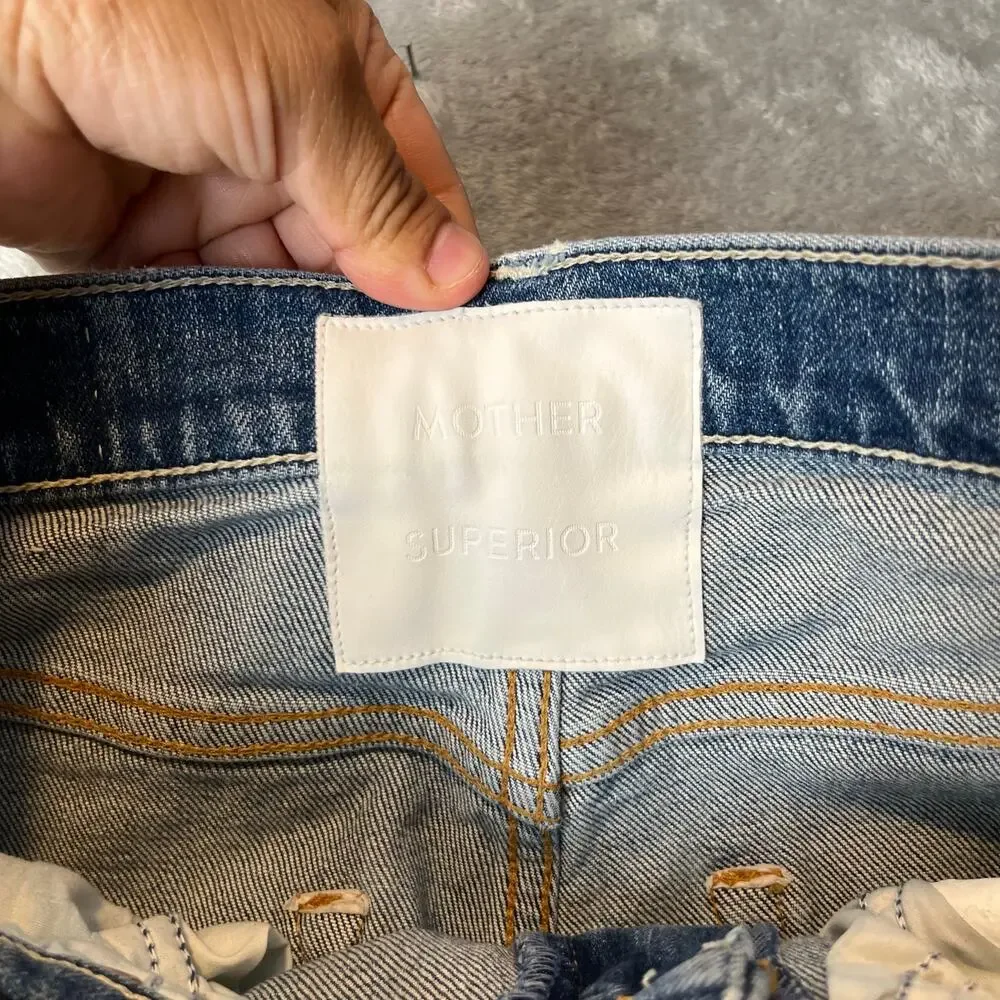 MOTHER Superior High Waisted Study Hover Jeans 26 Distressed Effortless Chic - Picture 5 of 10